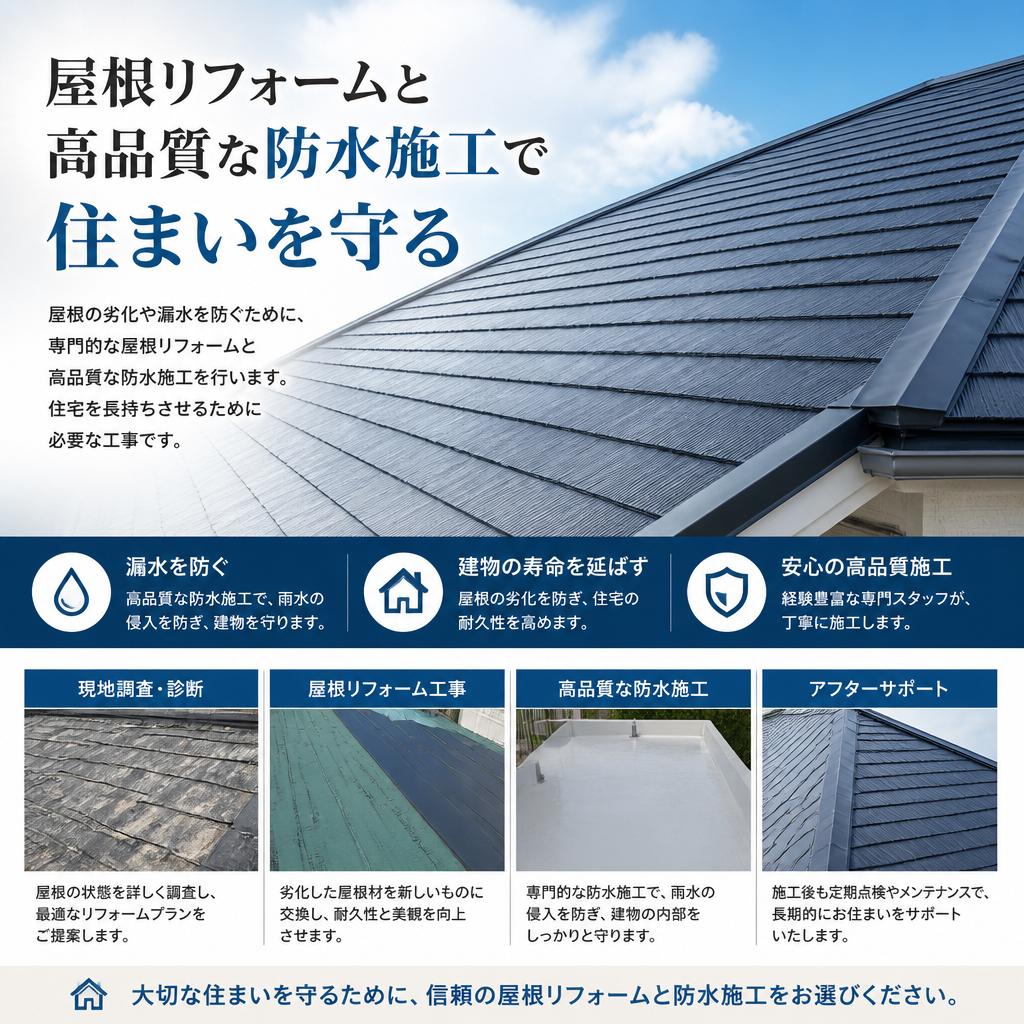屋根リフォームと防水施工